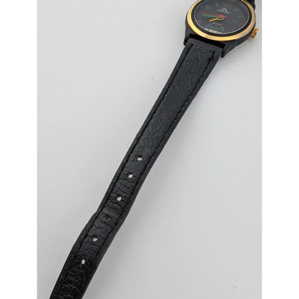 Vintage Jordache Watch Women 23mm Case Black Leather Band- New Battery‎